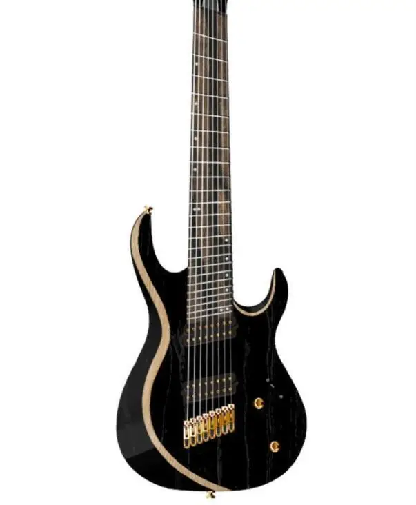 Custom 8 String Fanned Fret Electric Guitar 24 Frets Matte Black Guitar ASH Wood Body Maple