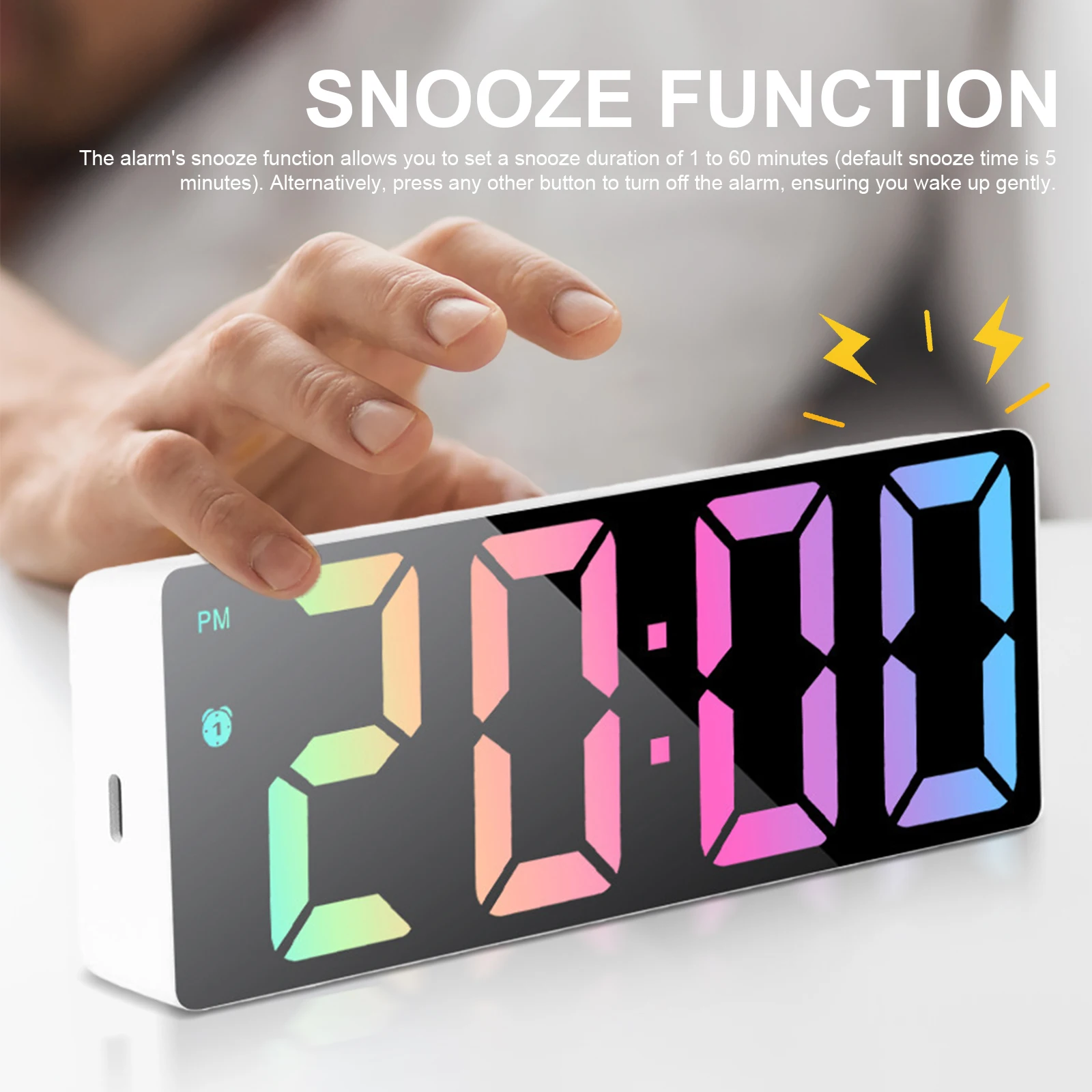 LED Display Digital Alarm Clock with Date, Temperature, and Snooze Features