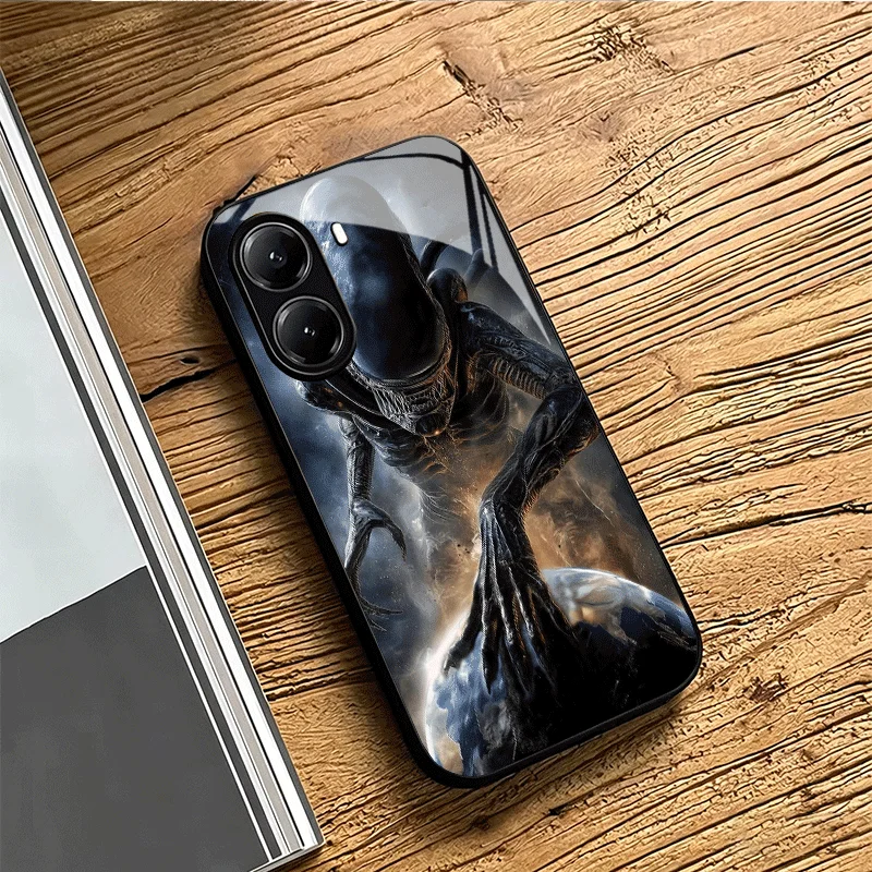 Sleek Alien-Theme Tempered Glass Phone Case
