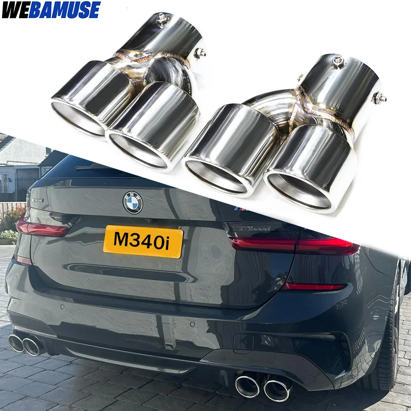 Car Exhaust Pipe Carbon Fiber Four Exhaust Tip For BMW M340i G20 G21-Muffler Tailpipe System