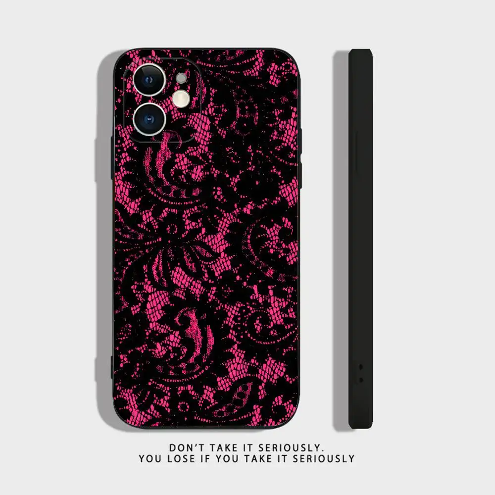 Elegant Black Lace Print Phone Case Cover