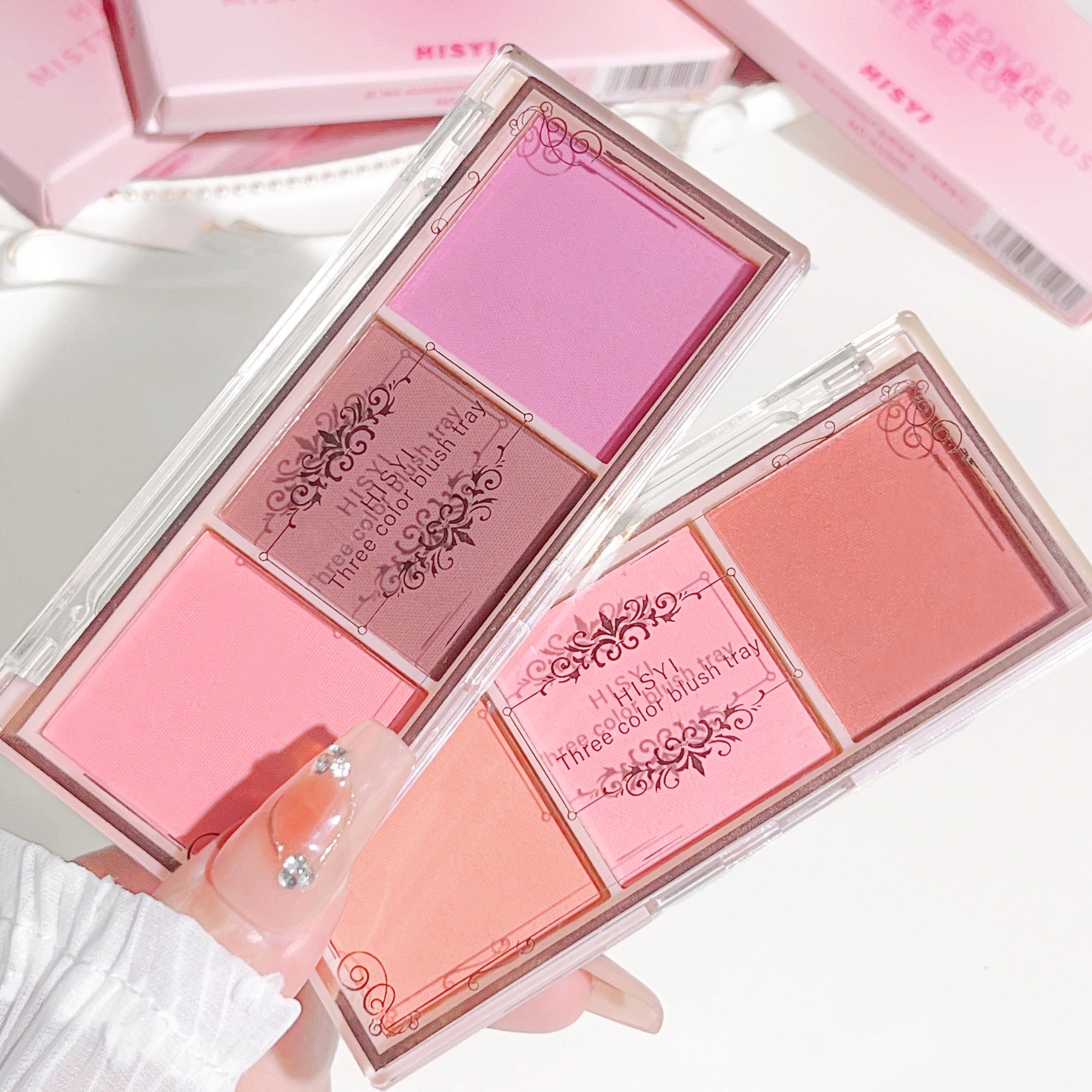 HISYI three-color blush natural color rendering delicate non-flying powder matte rouge holding makeup clear vitality girl blush 5