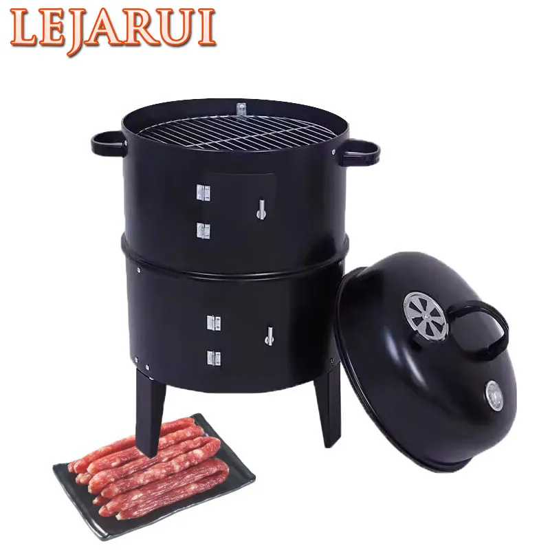 Forniture Da Giardino All'Aperto 3 In 1 Barile Bbq Smoker Grande Barbecue Grill Griglia A Carbone