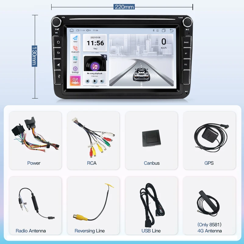 Autoradio Android 15 SZLELV per Volkswagen VW Skoda Octavia Golf Touran Polo, Lettore Multimediale con GPS e Carplay, Stereo 2Din - immagine 6