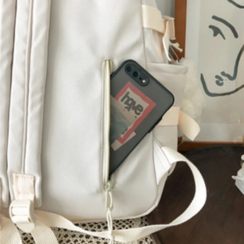 2024 New Waterproof Nylon Women School Backpack Large Solid Color Girls Travel Bag College Schoolbag Female Laptop Back Pack