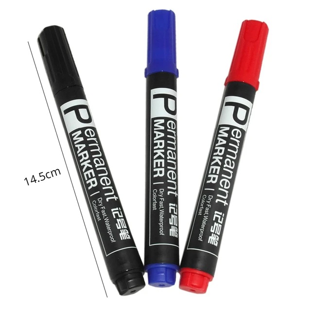 3/6Pcs/Set Permanent Markers Black/Red/Blue Oil Ink Fine Point Works on  Plastic,Wood