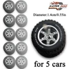 1/64 KicarMod 14mm All terrain Wheels Printed Characters Rubber Tire for Diecast Cars Hot Wheels Hobby Modified Parts 5 set/pack 6