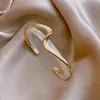 White Shellfish Bracelets Board Bend Metal Bangles Womens Hand Bracelets Geometric C- shaped Opening Bracelets Jewelry Gifts 2