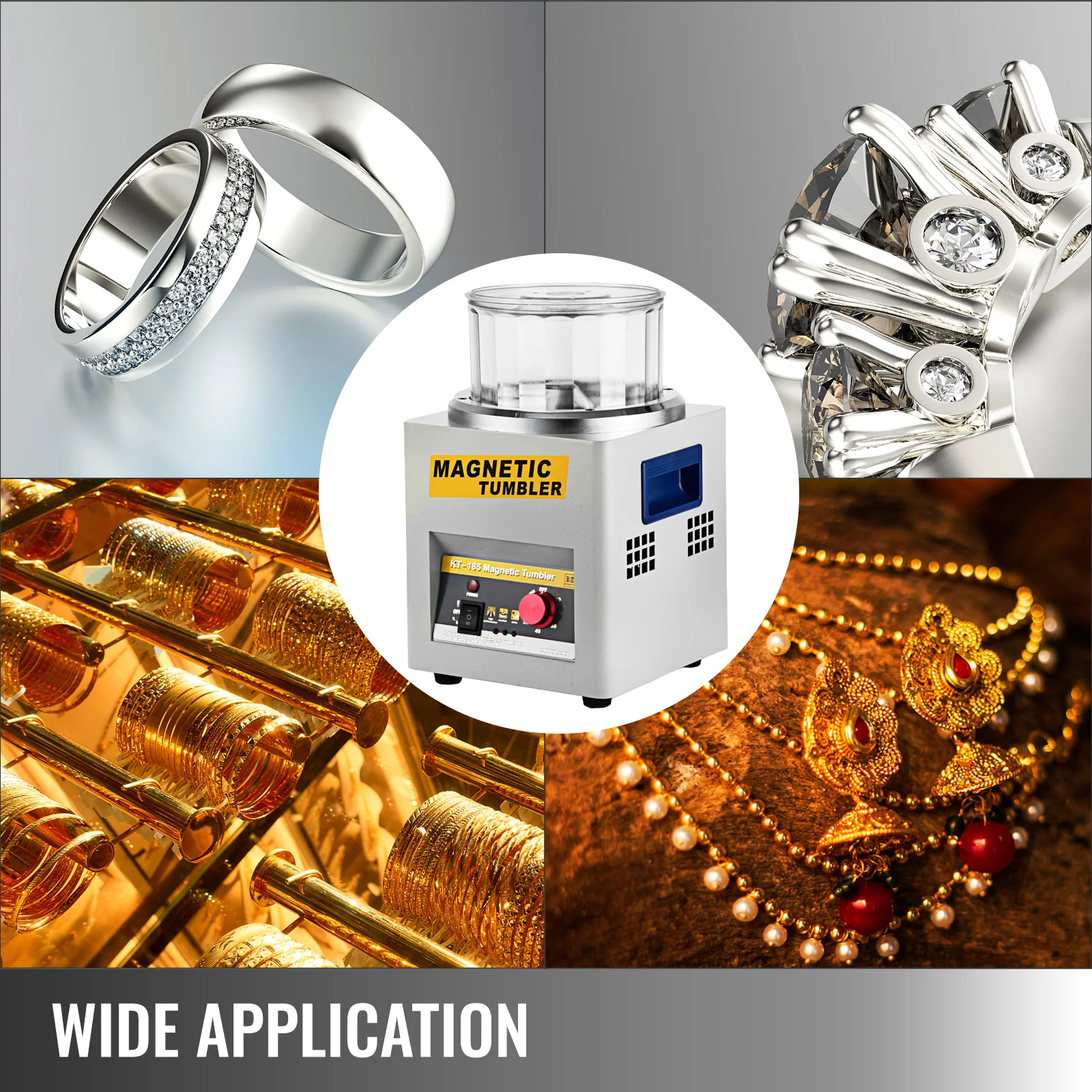 VEVOR KT-185 Magnetic Tumbler Jewelry Polisher Mini Metal Finisher Finishing Machine AC 110V/220V Gold Precision Parts Polisher 2