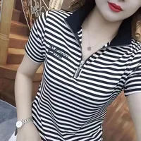 Polo Neck Shirt for Women Graphic Plain Slim Woman T Summer 2025 Korean Popular Clothes Pulovers with Collar Youthful Elegant - Image 4