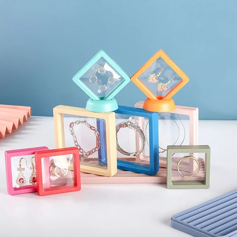 Multicolor Jewelry Display Box 3D Floating Picture Frame Shadow Box Ring Pendant Holder Protect Jewelry Stone Presentation Case 3d floating coin display frame holder white ring storage box protect jewellery stone presentation case jewelry accessories