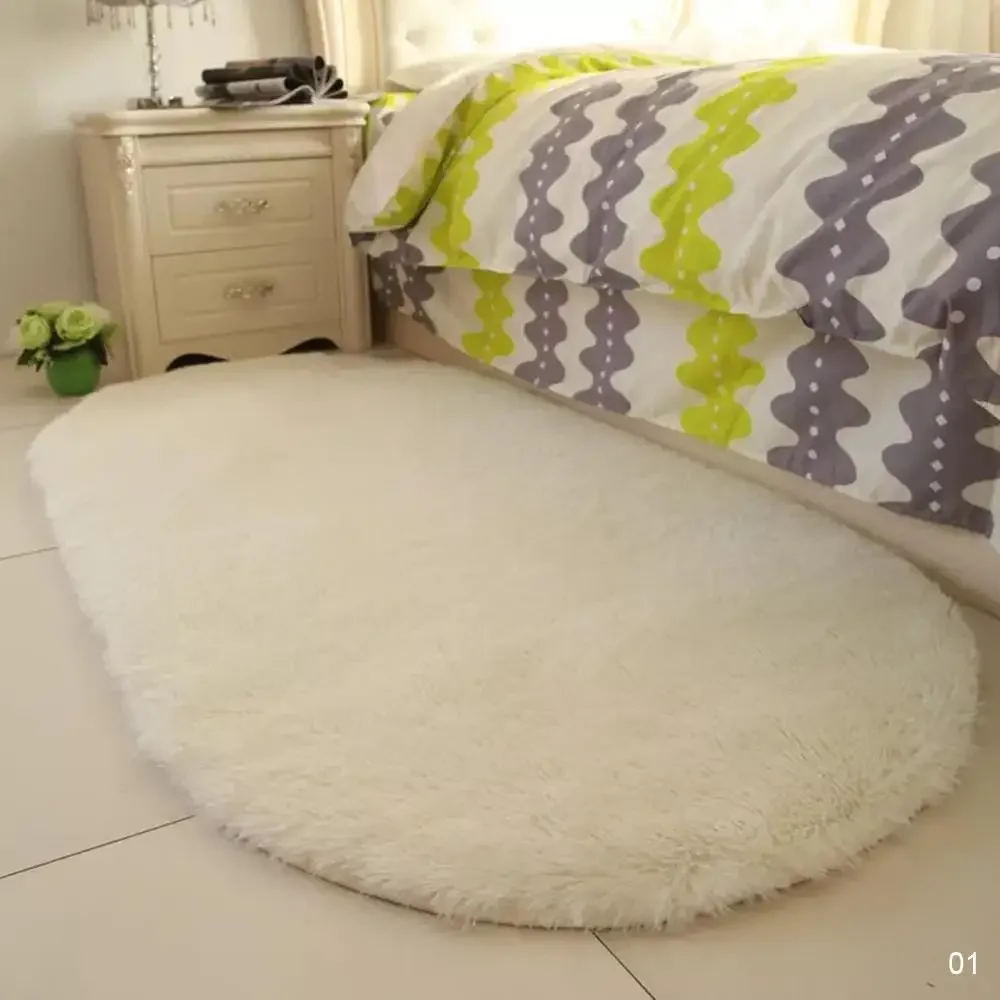 Fluffy Oval Rug Carpets for Living Room Home Decor Bedroom Kid Room Floor Mat Decoration Salon Pile Rug 40*60cm Plush Rug