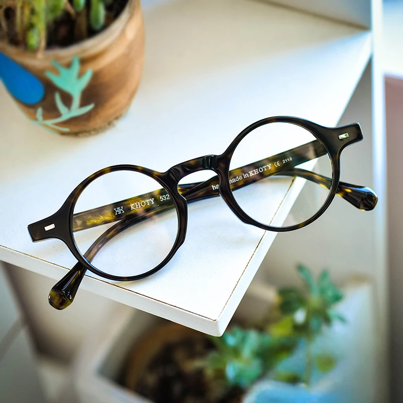 

Japanese Handmade Acetate 532 Tang Grass Grain Transparent Plate Round Men Glasses Frame Women Myopia Prescription Eyeglasses