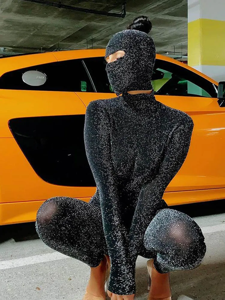 Women Autumn Winter Long Sleeve Backless Bodycon Soild Color Black Jumpsuit Romper Playsuit 2023 Fall Clothes Streetwear