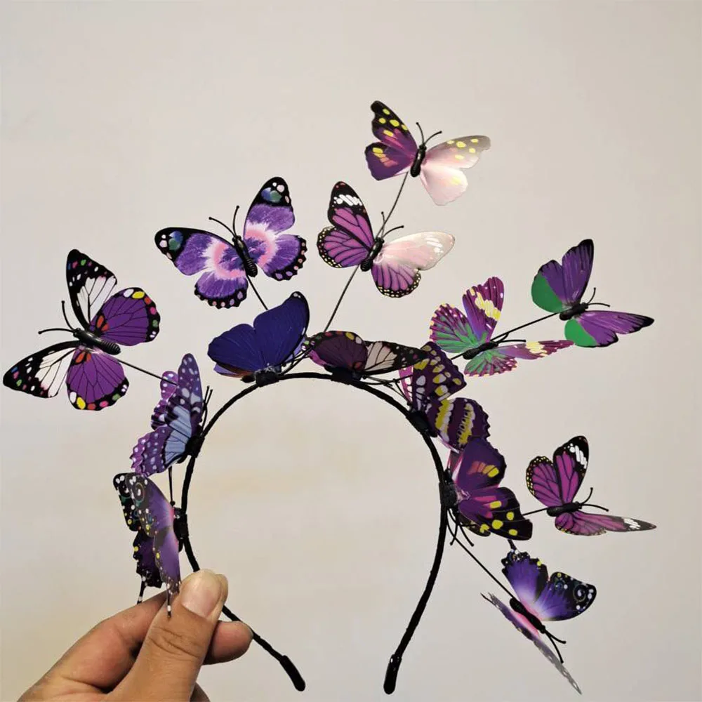 Butterfly Headband Exaggerated Simulated Girl Hair Accessories Headband Garland Cosplay Party Pendant