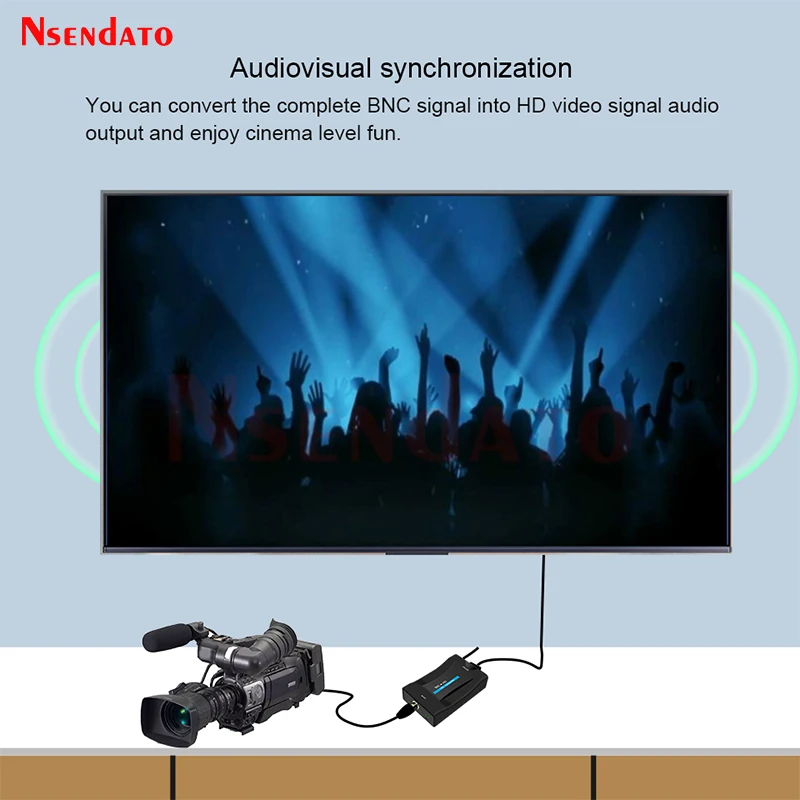 BNC To HDMI-Compatible Converter Adapter 1080P Video Audio Conversor Surveillance Monitor TV signal Converter with USB Cables