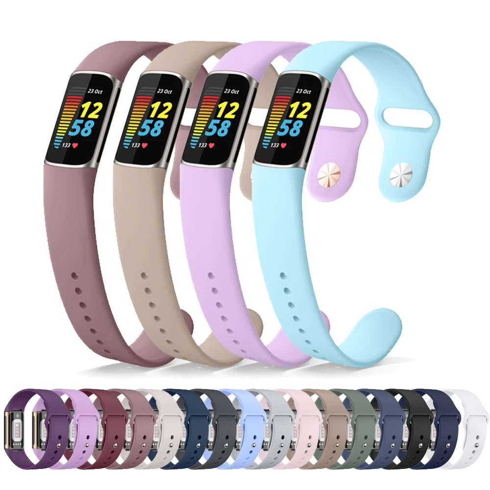 Fitbit Charge 5 용 실리콘 팔찌 스트랩, 조정 가능한 손목 밴드, 스마트 워치 교체 밴드 