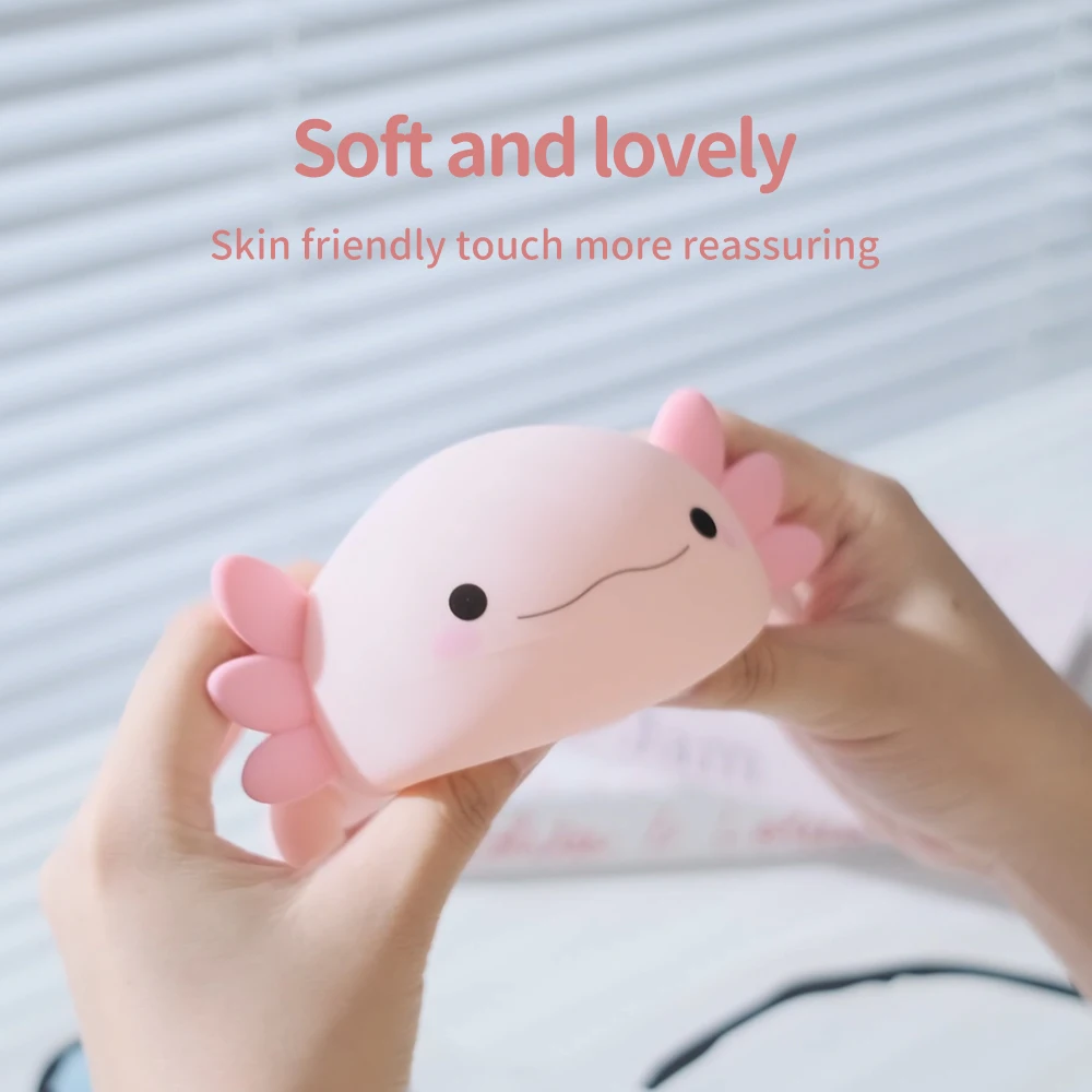 1Axolotl veilleuse pour enfants 2 luminosité Silicone pépinière lampe de couchage Portable USB Rechargeable lampe de chevet pour chambre de bébé 6