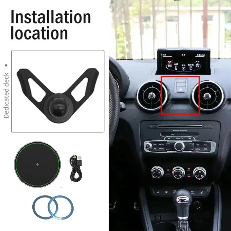 Phone Holder Mobile Phone Holder Magsafe Magnetic Car Phone Holder for Audi A1 Sportback 8XA 8XF 2011-Wireless Charging for Iphone 12 13 Pro