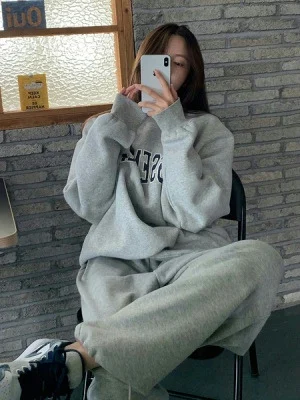 Women's Loose Fit Thin American Sle Hoodie Spring Autumn Trendy Hiphop High Street Casual Long Sve round Ne Print Top