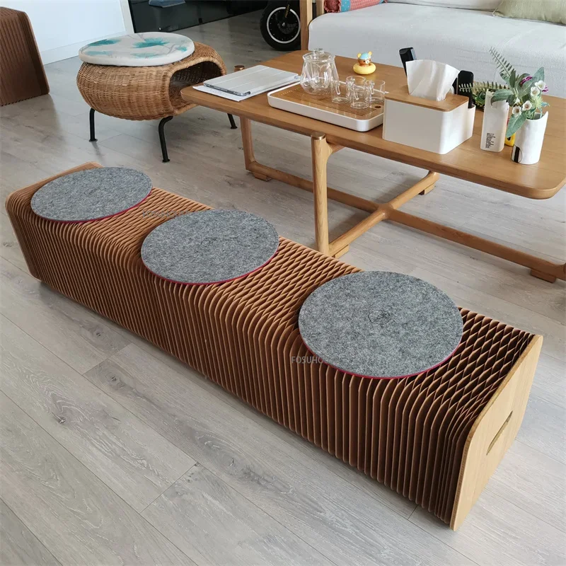 Modern Telescopic Folding Bench For Portable Foot Stools Living Room Space Saving Furniture Home Creative Design Pouf Ottoman