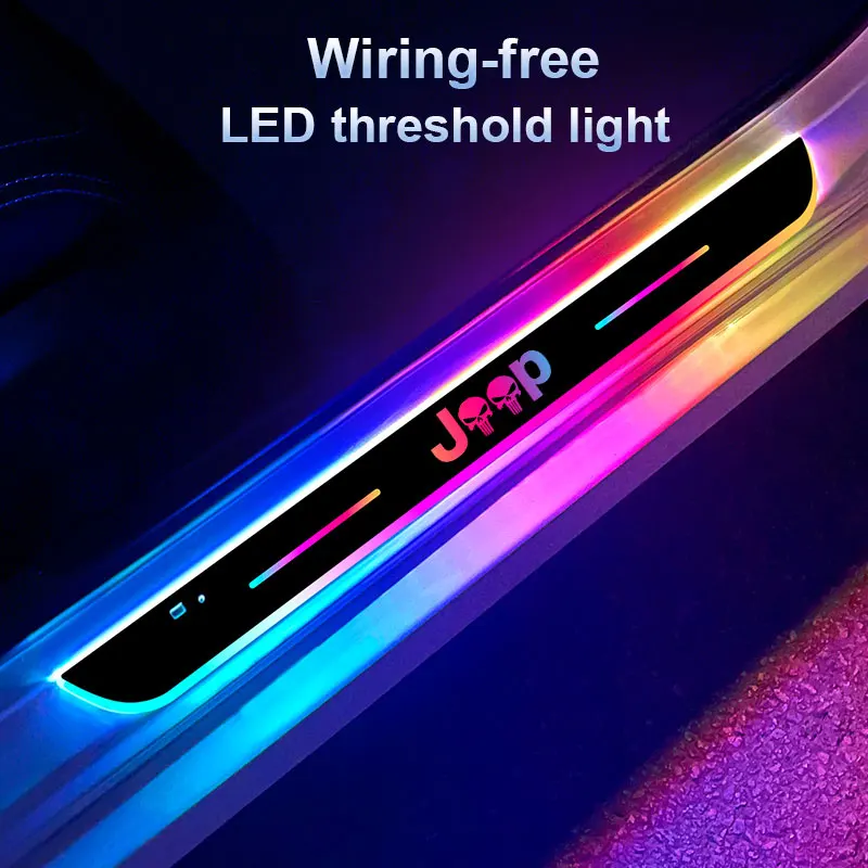 Car door Sill light logo Projector lamp Power Moving LED Welcome Pedal For Jeep Renegade Commander Wrangler Liberty Cherokee