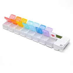 Weekly Pill Organizer with Alarm - Large Capacity AM/PM Vitamin and Medication Storage Box (Colorful)