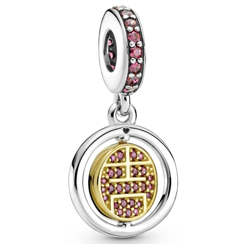 

Authentic 925 Sterling Silver Moments Chinese New Year Rotating Lucky Dangle Charm Bead Fit Pan Bracelet & Necklace Jewelry