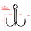Shawto 50pcs/Lot Treble Fishing Hook Set In Box High Carbon Steel Barbed Hooks Fishing Tackle Black FishHook Fishing Tackle Tool 4