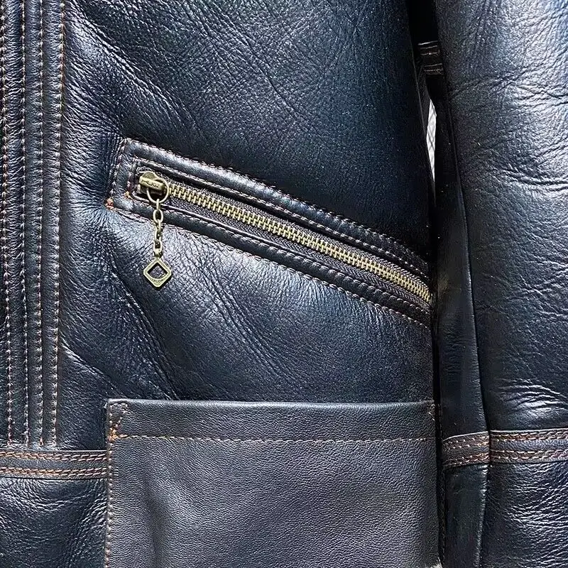 Luxury Man Genuine Sheepskin Lambskin Jacket 100% Real Natural Shearling Wool Liner Coat for Male Raccoon Fox Fur Hood XXXXXXXXL