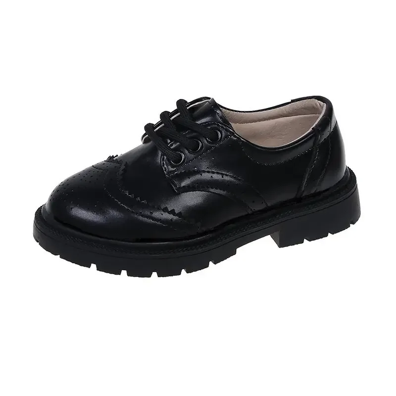 Boys Girls Fashion PU Leather Shoes Children New Style Oxfords Vintage Lace-up Kids Flats for School Party Formal Wedding Hot