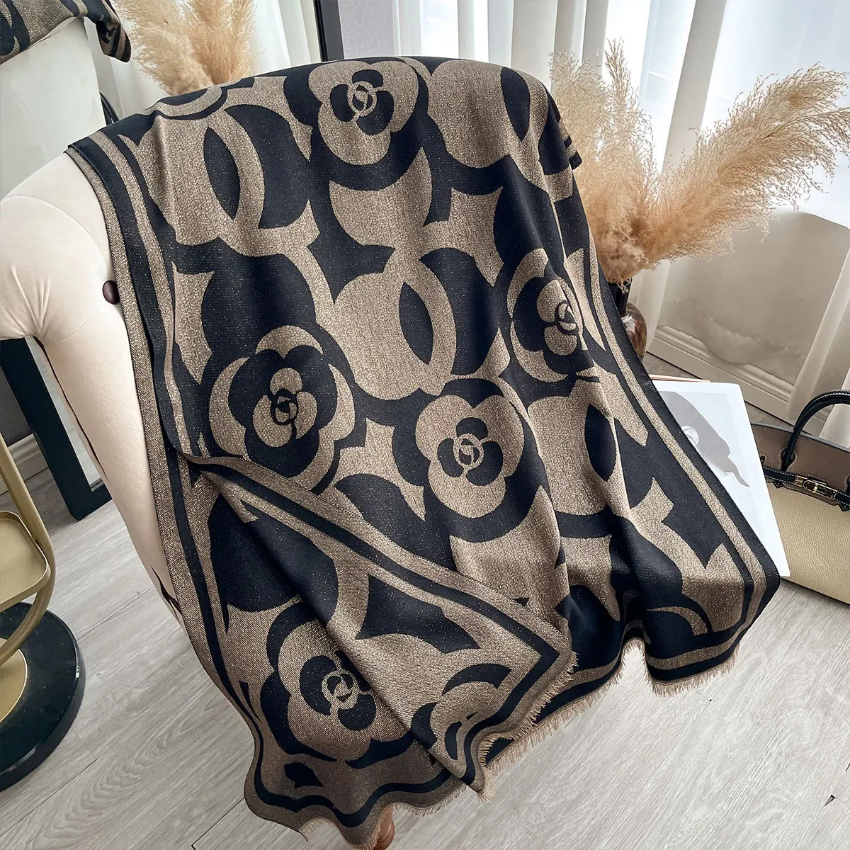 New Ladies Muslim Hijab Golden Thread long Scarf Spring and Autumn Sun Protection Scarf Camellia Shawl Foulard Wrap Headscarf