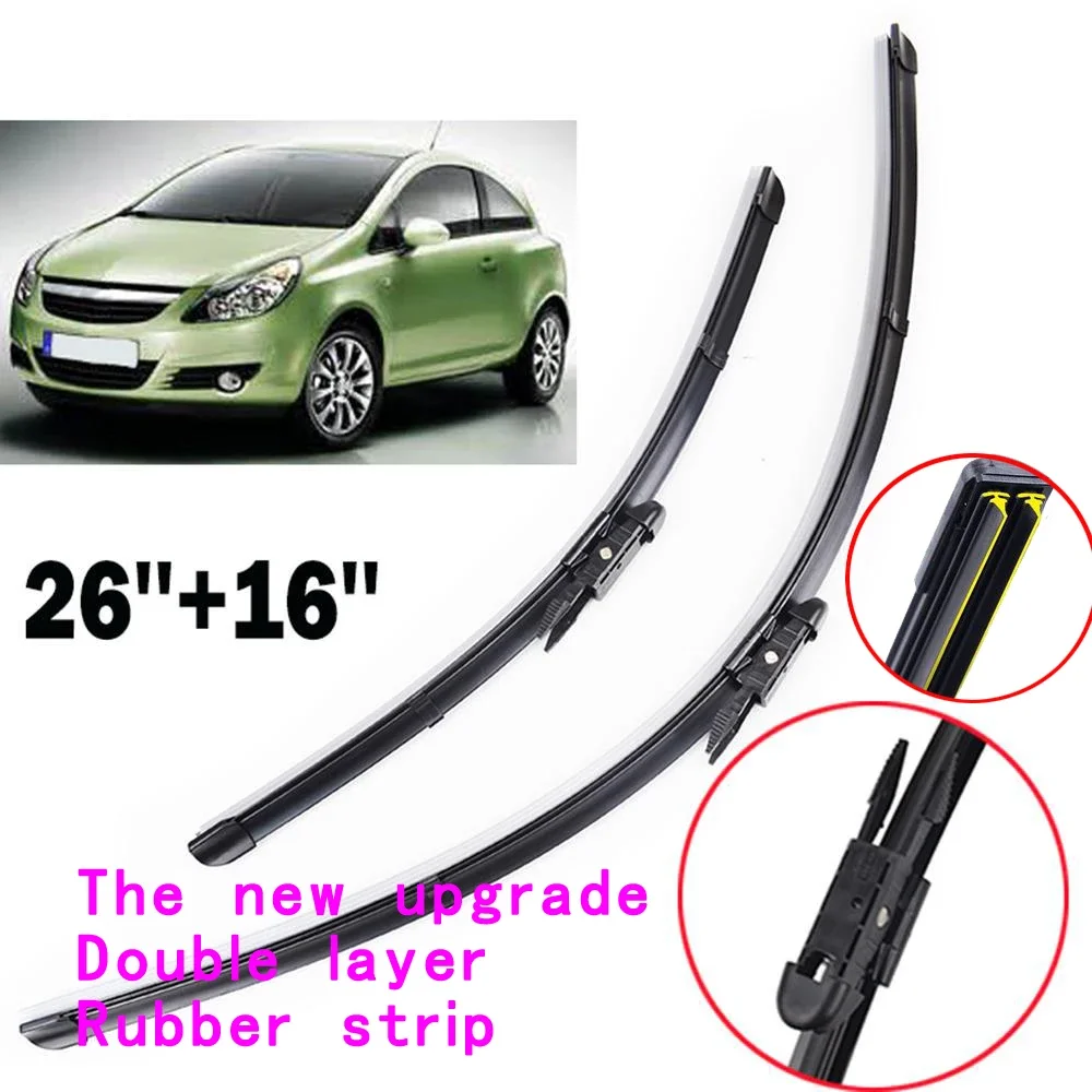 

adohon 2Pcs/Set Windshield Wiper For Opel Corsa D 2006 2007 2008 2009 2010 2011 2012 2013 2014 Front Windscreen Wiper 26"16"