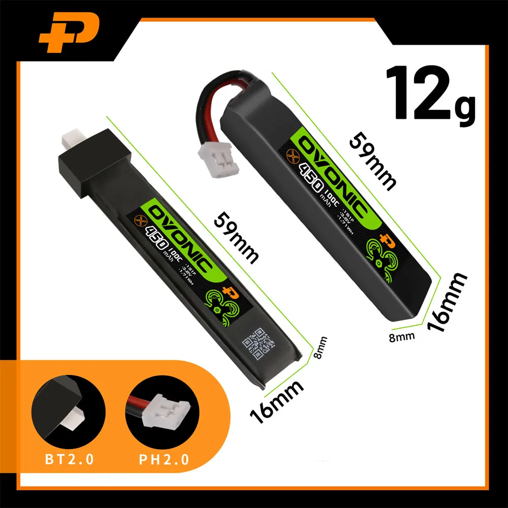Lot 5 batteries LiPo 1S/2S 300-650mAh 100C pour drone FPV micro