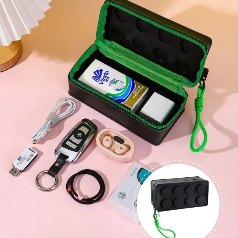 1PC 블록 모양 어린이 사선 필통 패션 화장품 가방 허리 가방 트렌디 소녀 가방 창의적인 수납함