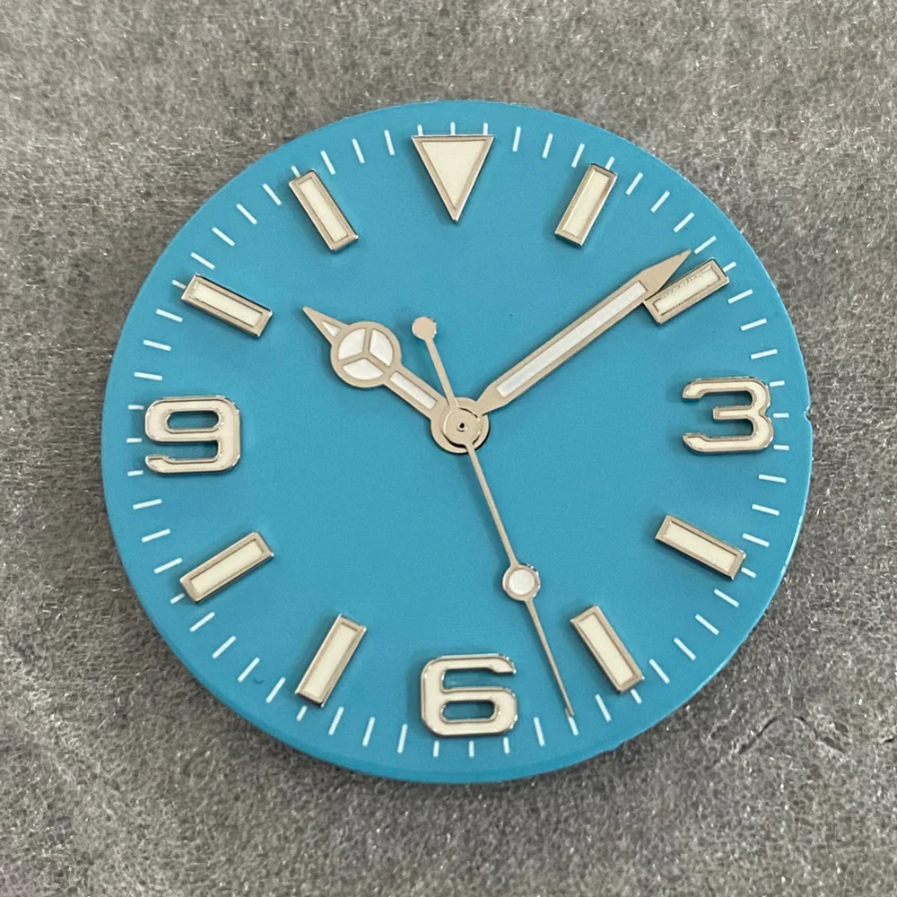 Watch Dial 28.5mm + Watches Hands Green Luminous Modified 369 Nail Watch Face Accessories Fit NH35/NH36/4R/7S Movement watch face accessories,watch dial accessories