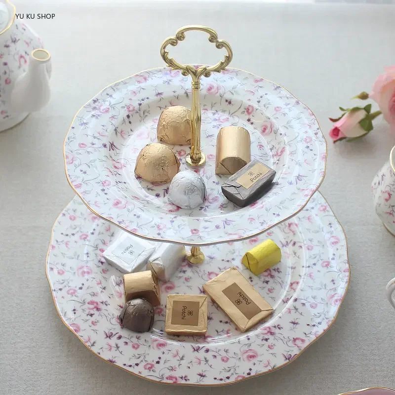 Bone China Coffee Cup Set Dessert Plate Sugar Bowl Cake Rack Milk Cup Ceramic Plate English Afternoon Teapot Base Combination