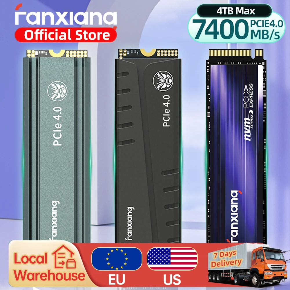 Fanxiang-movimentação de Estado Sólido Interna para o Desktop Ssd M.2 S660 S770 S880 Ssd Nvme m2 Pcie4.0 7400 Mbps 1tb 2tb 4tb Playstation Ps5