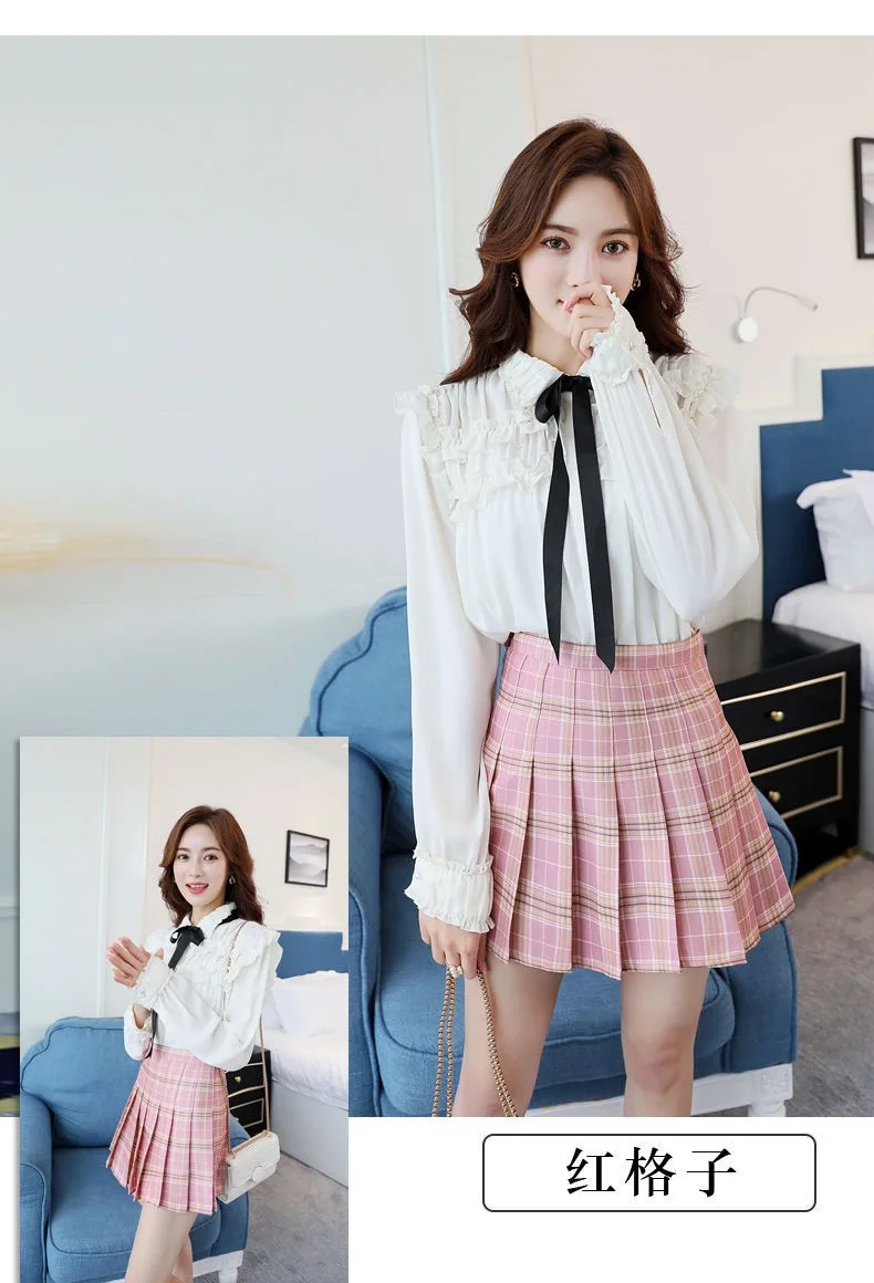 2022 Spring Summer Korean Skirt Shorts Women High Waist Sexy Mini Skirt School Short Pleated Kawaii Japanese Pink Skirt Female crop top with skirt