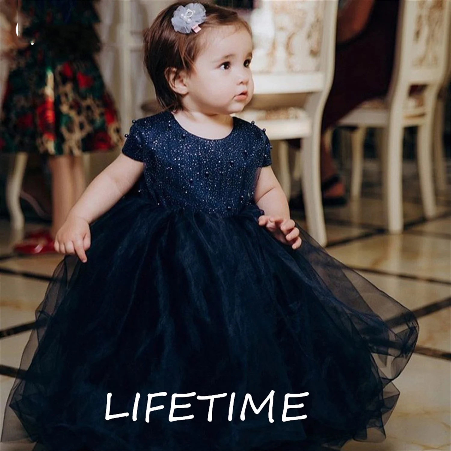 

Simple Pearls First Communion Dresses Satin Bow Baby Girl Dress Puffy Ball Gown Princess Dress цветочные платья для девочек