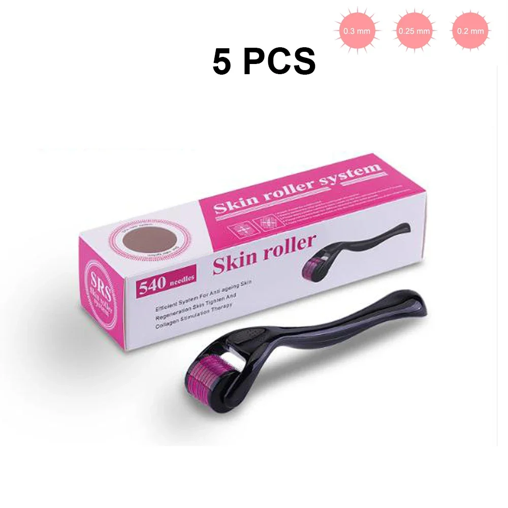 5Pcs Derma Roller Cosmetic Instrument Face Microneedle Roller Micro DRS 540 Needles Beauty Tool Titanium Dermaroller Treatment derma roller systems derma microneedle roller for face and body 1 0 mm 540 titanium micro needles storage case included