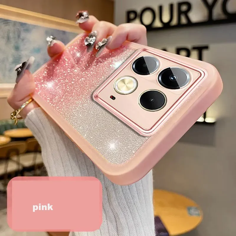 Glitter Silicone Phone Case with TPU Lens Protection and Soft Cover