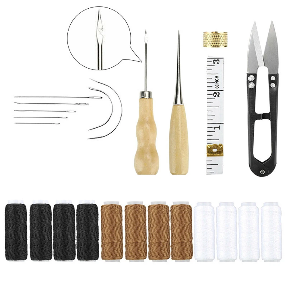 Leather Sewing Awl Kit Tools Sewing Needles Threads For DIY Leather Craft Speedy Stitcher Stitching Shoemaker Canvas Repair Tool