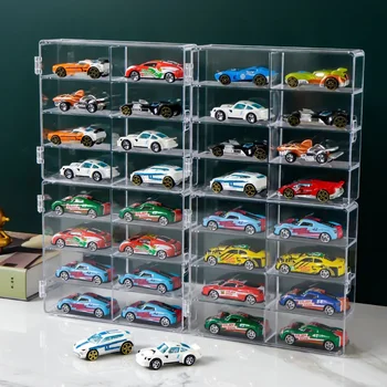 Acrylic Car Display Box 1:64 For Hot Wheels Car Model Toy 8 Grid Cabinet Rack Dustproof Stackable Car Storage Boxes Transparent 1
