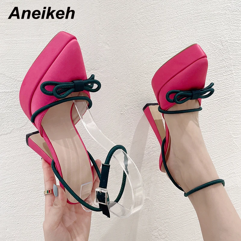 Aneikeh Spring/Autumn Classics Butterfly Knot Decoration Pointed Toe ...
