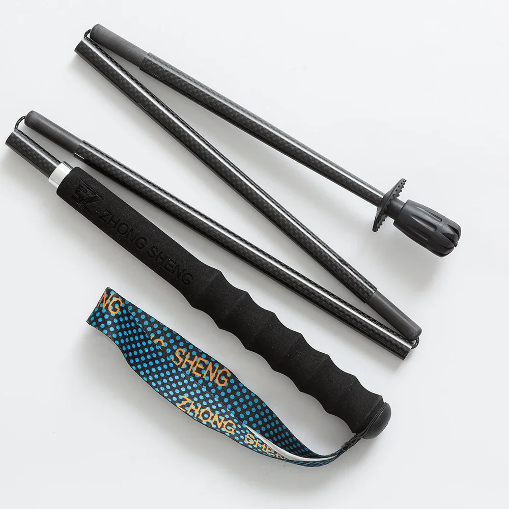 100% Full Carbon Hiking Poles Folding Ultra-light Five-Section Hiking Trekking Portable Travel Walking Sticks