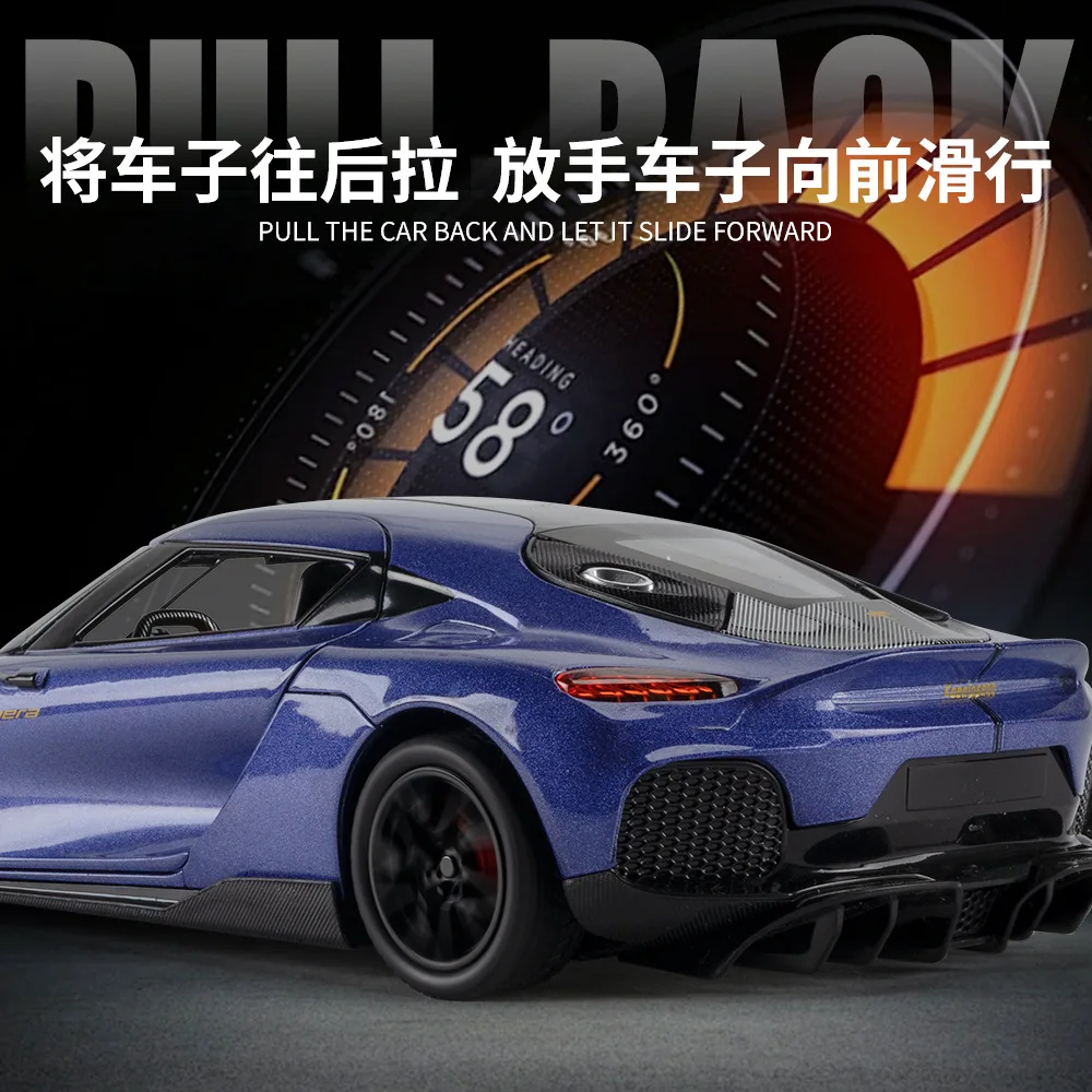 1:24 Gemera GT 스포츠카 합금 다이캐스트 모델 취미 모델 장식품 수집 친구를 위한 선물 장난감 뒤로 당겨 새로운 스타일 스포츠카