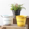 Creative Retro Iron Flower Pot Convenient Durable Metal Flower Container with Handle Round Floral Buckets Garden