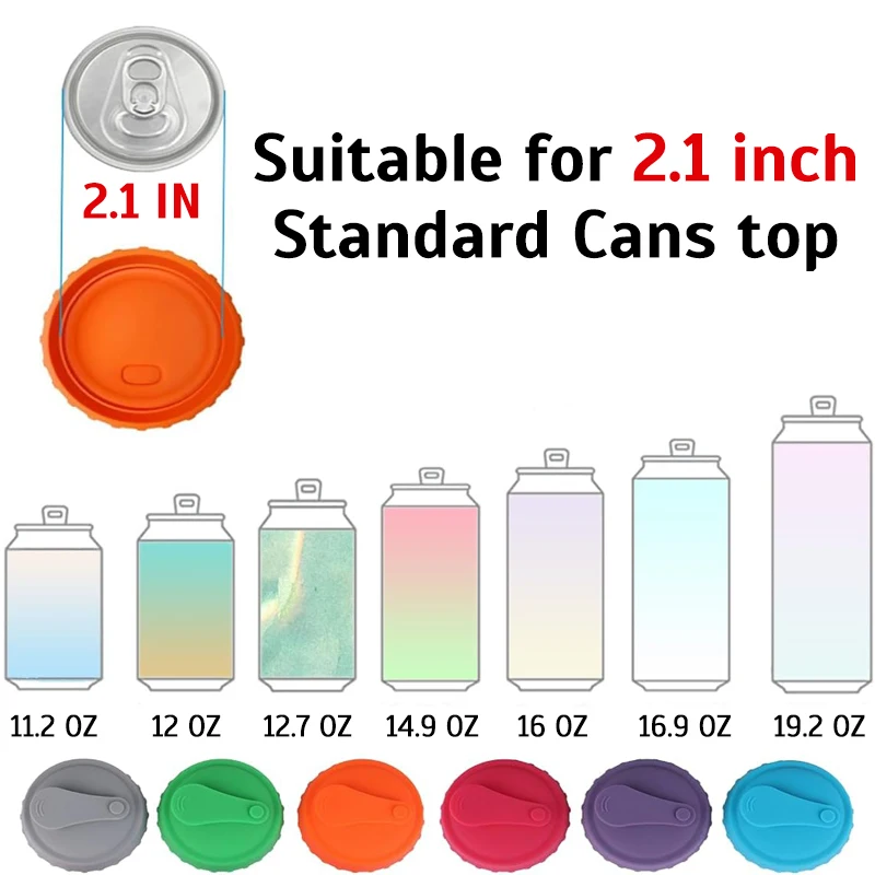 Kitchen Silicone Soda Can Lid Reusable Can Stopper for Soda Beer Drinks Juice Coke Beverage fits Standard Cans Protector