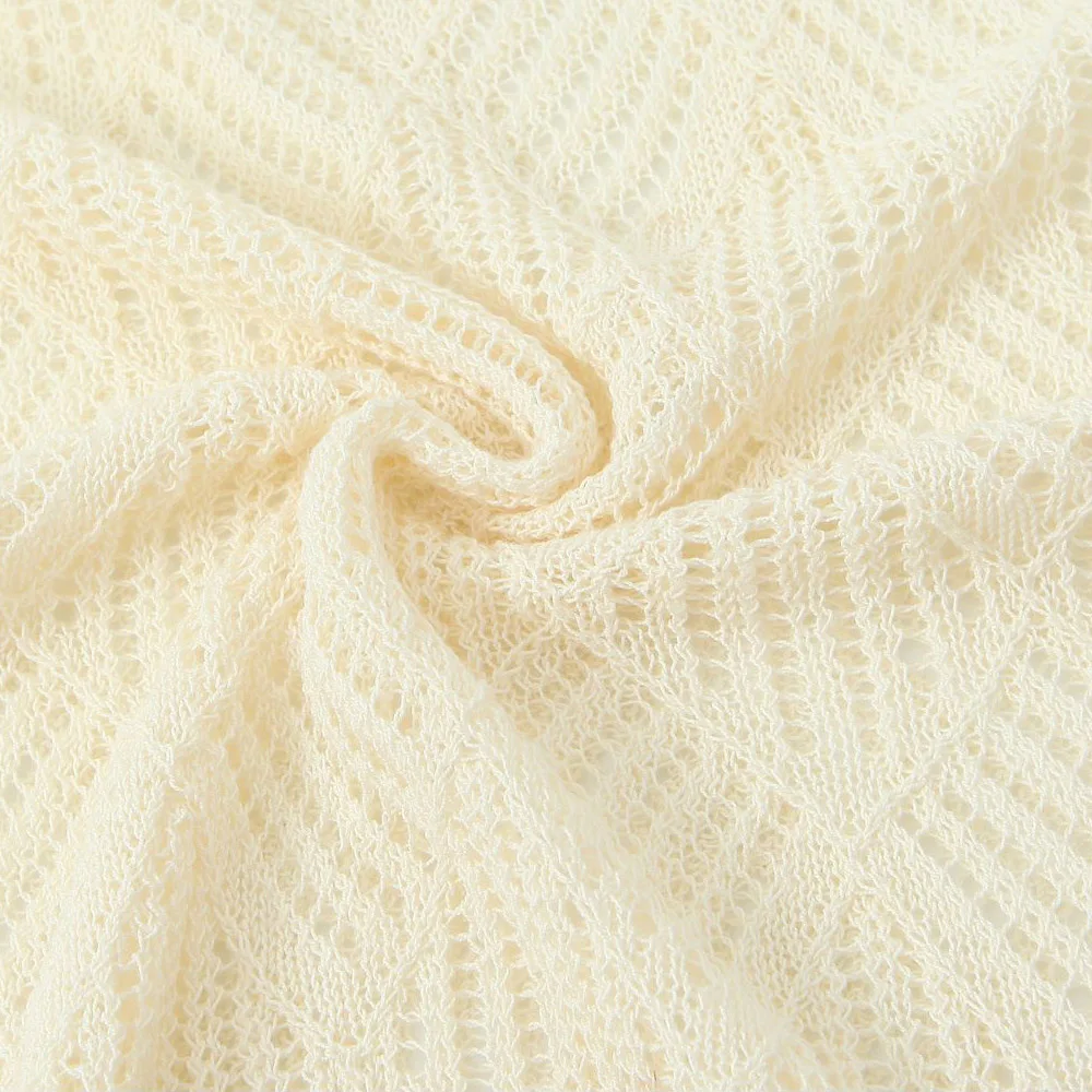 Plus Size Women's Cover-Up Premium French Casual Hollow Knit Outside With Smock Loose Autumn 2025